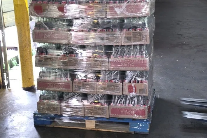 Restacked beverage pallet after recovery