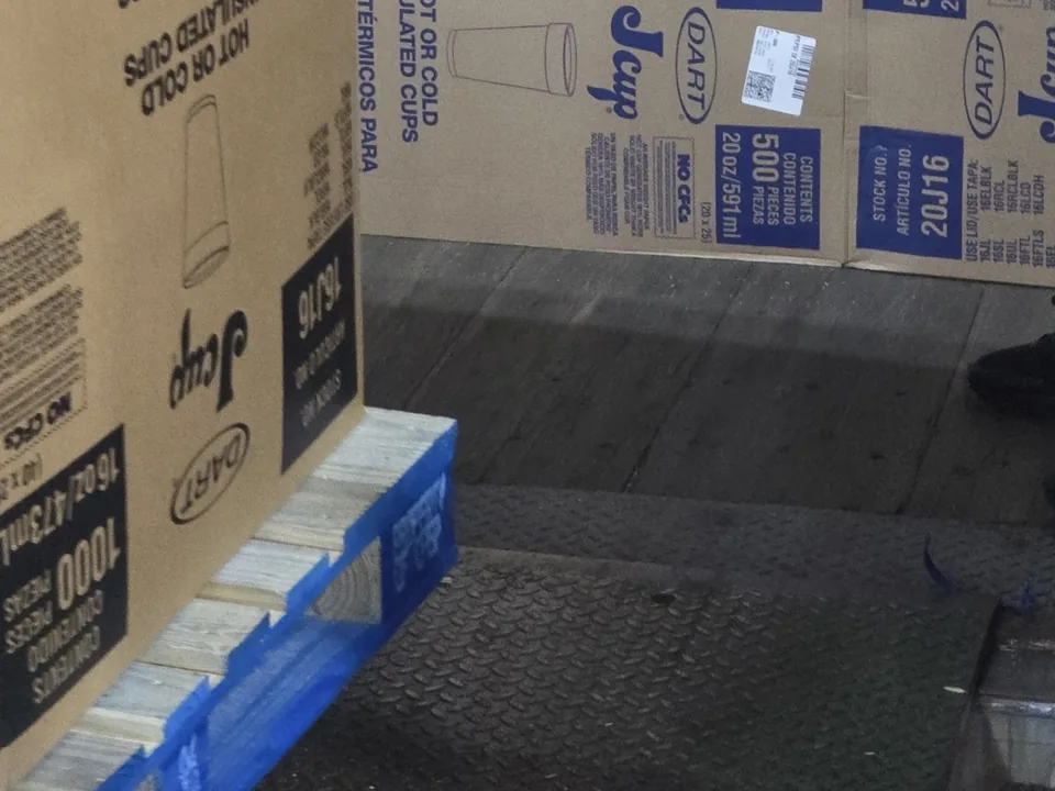 Floor-loaded freight inside a trailer during a CLS unloading project in Florence South Carolina