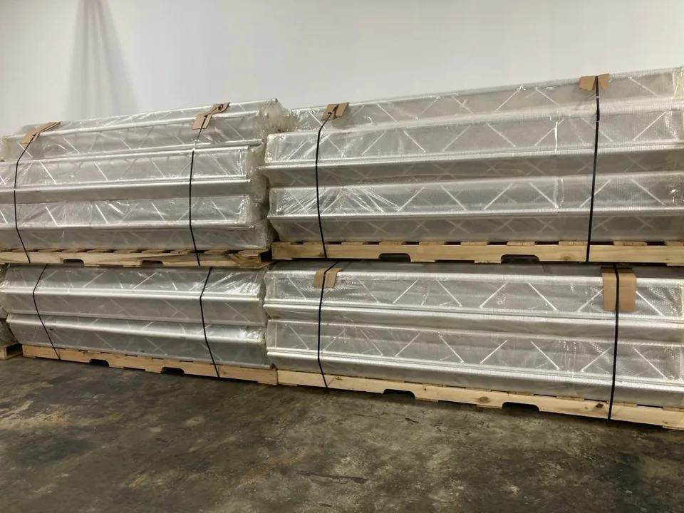 Event truss freight palletized during a CLS project in Statesville North Carolina
