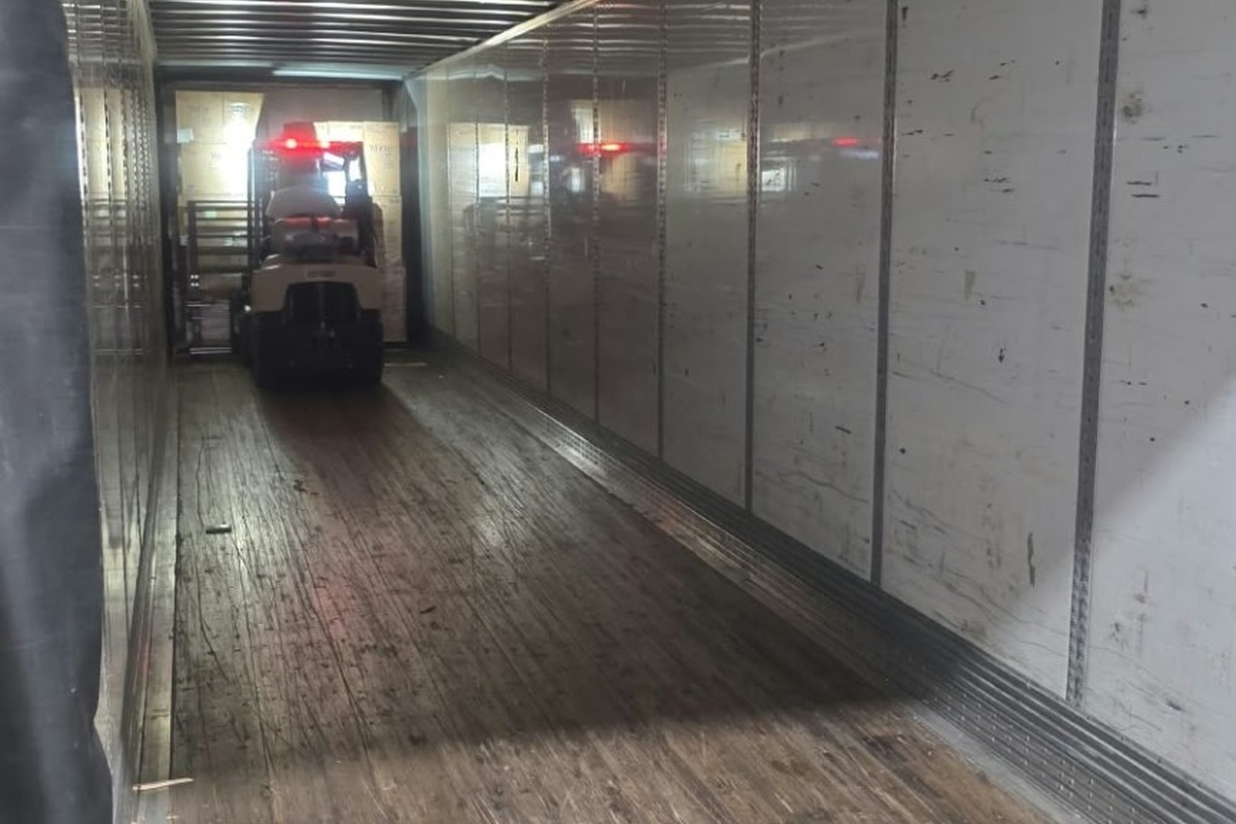 Trailer after Tesla Transportation freight recovery was completed